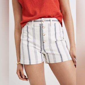 Madewell High Waist White and Blue Striped Shorts 💙🤍🤎